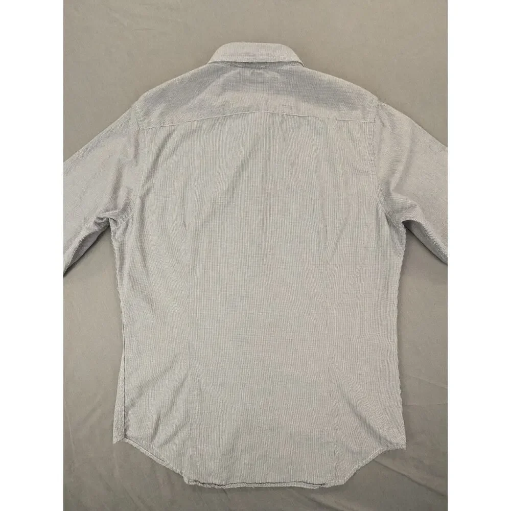 Banana Republic Shirt Mens Medium Blue Micro-Check Long Sleeve Slim Button Down